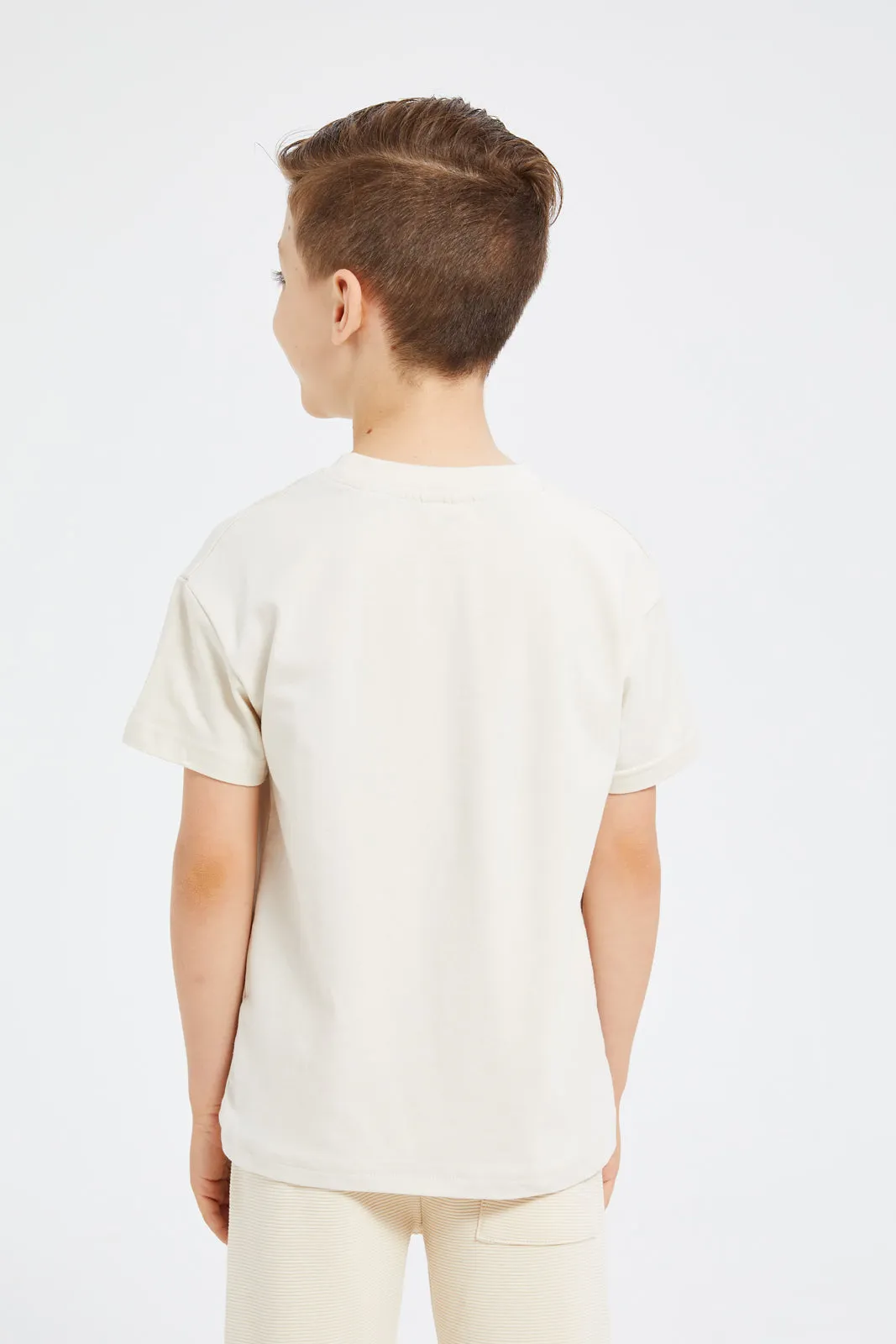 Boys Beige Captain America Printed T-Shirt